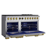 60 in. 8.4 cu. ft. 8 Burners Dual Fuel Range for Natural Gas in Stainless Steel with Kucht Horus Thermostat