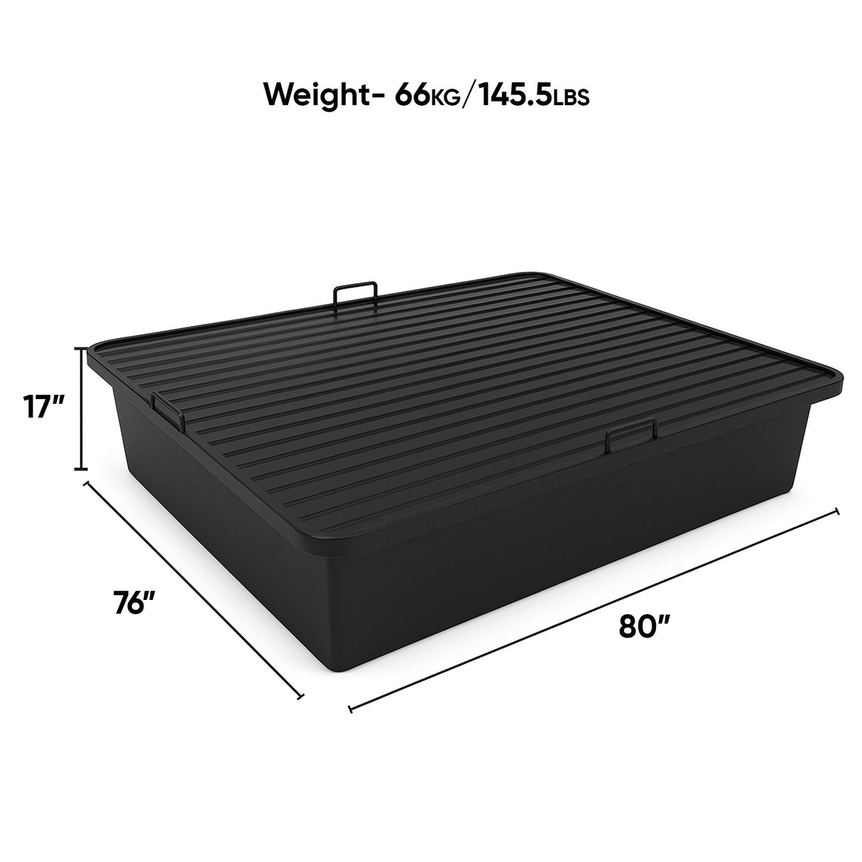 King Metal Bed Frame - 80 X 76 X 17 Inch Black Color Steel with Powder Coated Frame - 66 KG