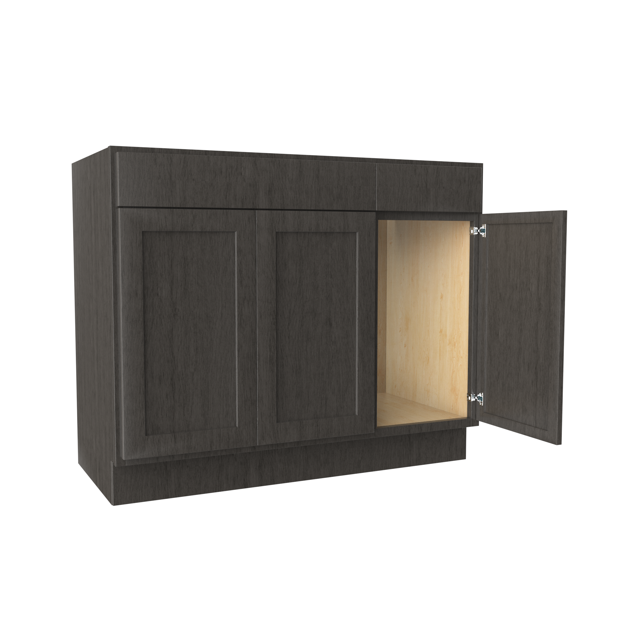 RTA Luxor Smoky Grey - 3 Door Vanity Base Cabinet | 42"W x 34.5"H x 21"D