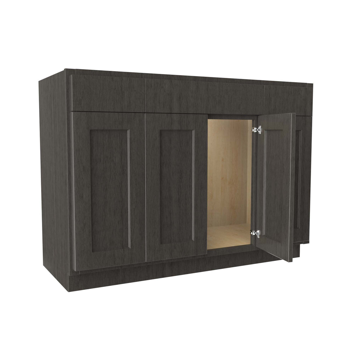 RTA Luxor Smoky Grey - 4 Door Vanity Sink Base Cabinet | 48"W x 34.5"H x 21"D