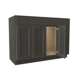 RTA Luxor Smoky Grey - 4 Door Vanity Sink Base Cabinet | 48"W x 34.5"H x 21"D