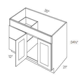 1 Door 2 Drawer Vanity Sink Base Cabinet - Misty Grey - 30W x 34 1/2H x 12D - Left