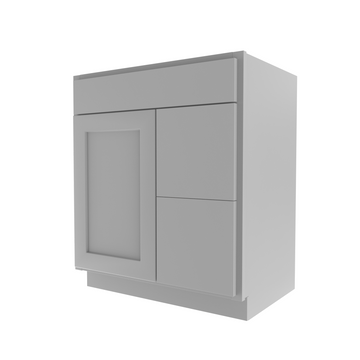 Luxor Misty Grey - 1 Door 2 Drawer Vanity Sink Base Cabinet | 30