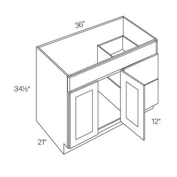 2 Door 2 Drawer Vanity Sink Base Cabinet - Luxor White - 36W x 34 1/2H x 12D - Right