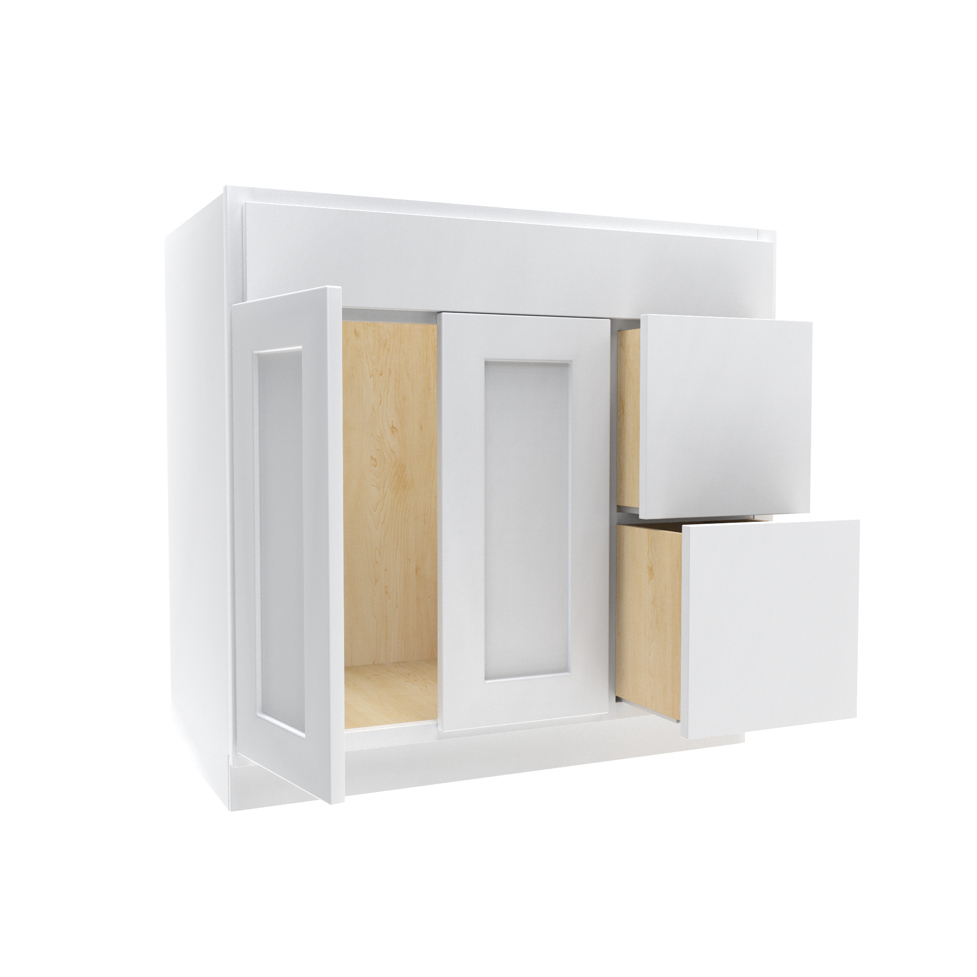 2 Door 2 Drawer Vanity Sink Base Cabinet - Luxor White - 36W x 34 1/2H x 12D - Right