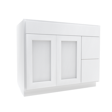 2 Door 2 Drawer Vanity Sink Base Cabinet - Luxor White - 42W x 34 1/2H x 12D - Right