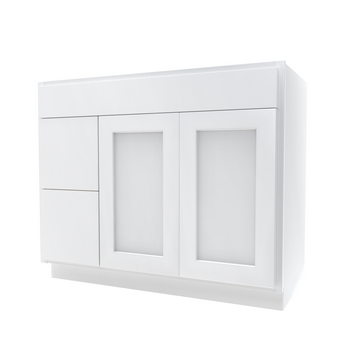 2 Door 2 Drawer Vanity Sink Base Cabinet - Luxor White - 42W x 34 1/2H x 12D - Left