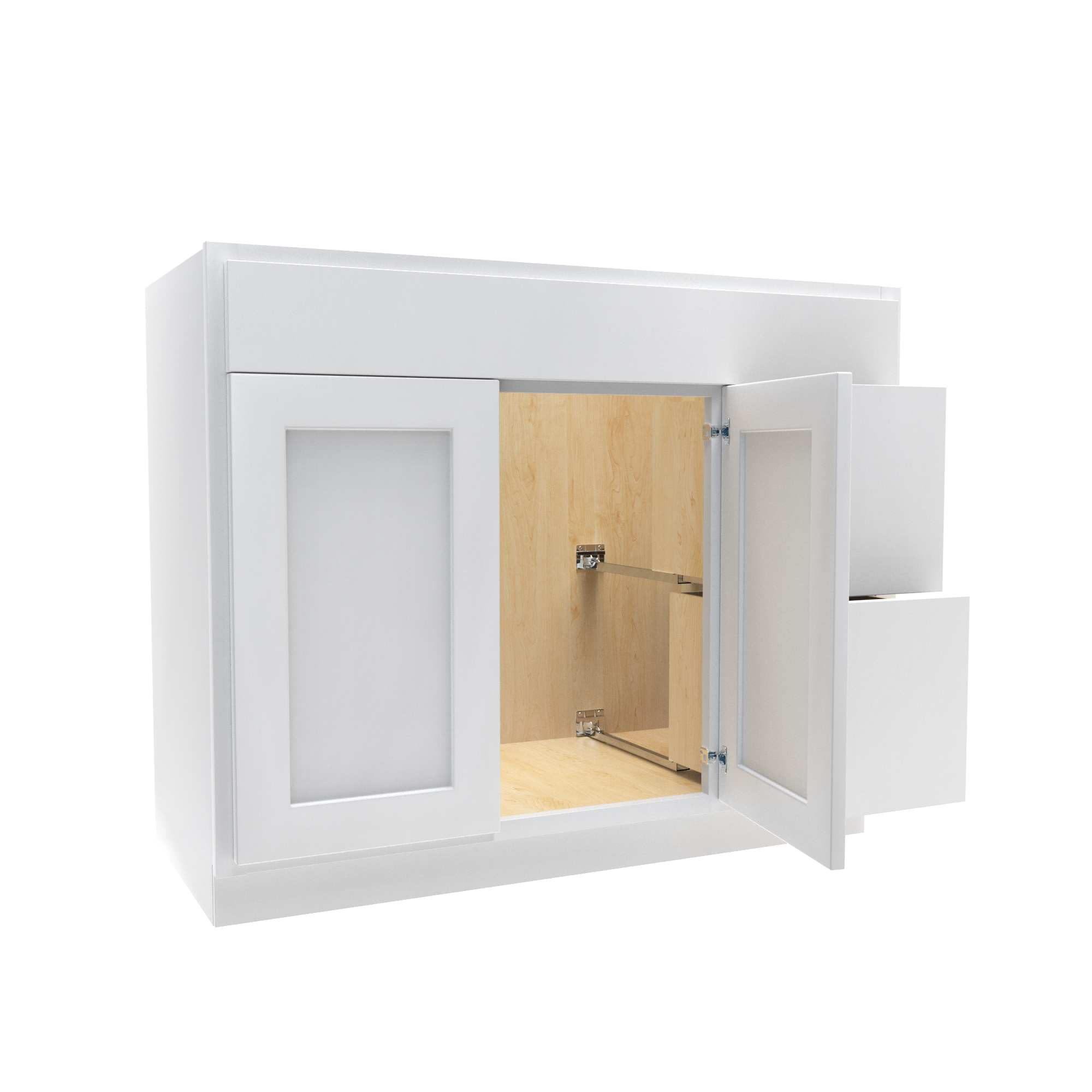 2 Door 2 Drawer Vanity Sink Base Cabinet - Luxor White - 42W x 34 1/2H x 12D - Right