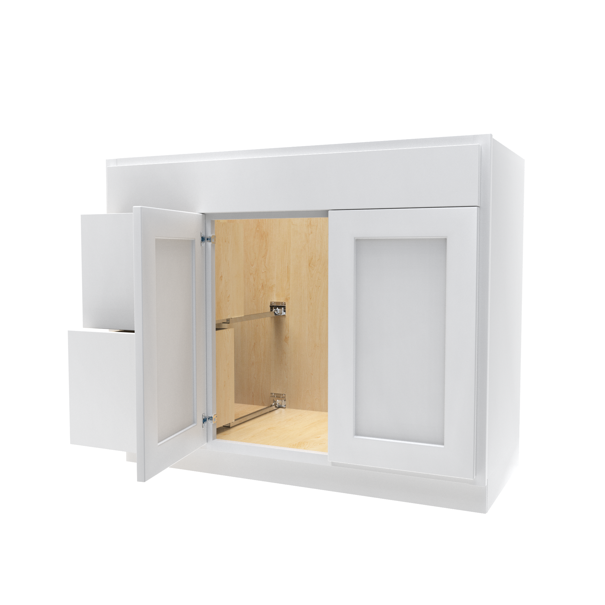 2 Door 2 Drawer Vanity Sink Base Cabinet - Luxor White - 42W x 34 1/2H x 12D - Left