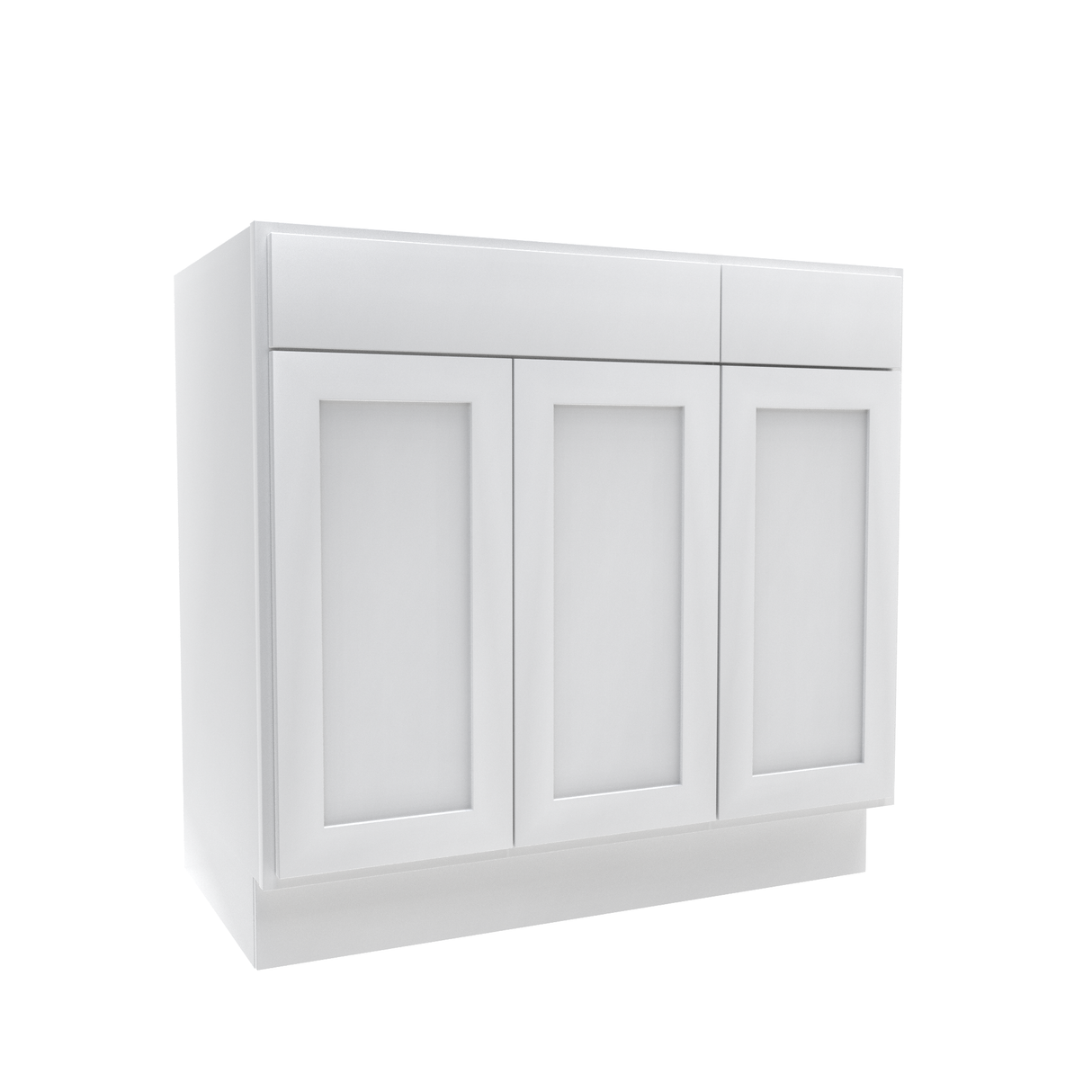 Luxor White - 3 Door Vanity Base Cabinet | 36"W x 34.5"H x 21"D