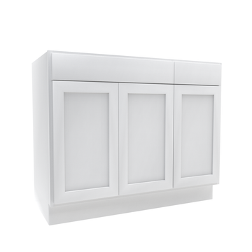 42 Inch Wide 3 Door Base Vanity Cabinet - Luxor White Shaker - Ready To Assemble, 42