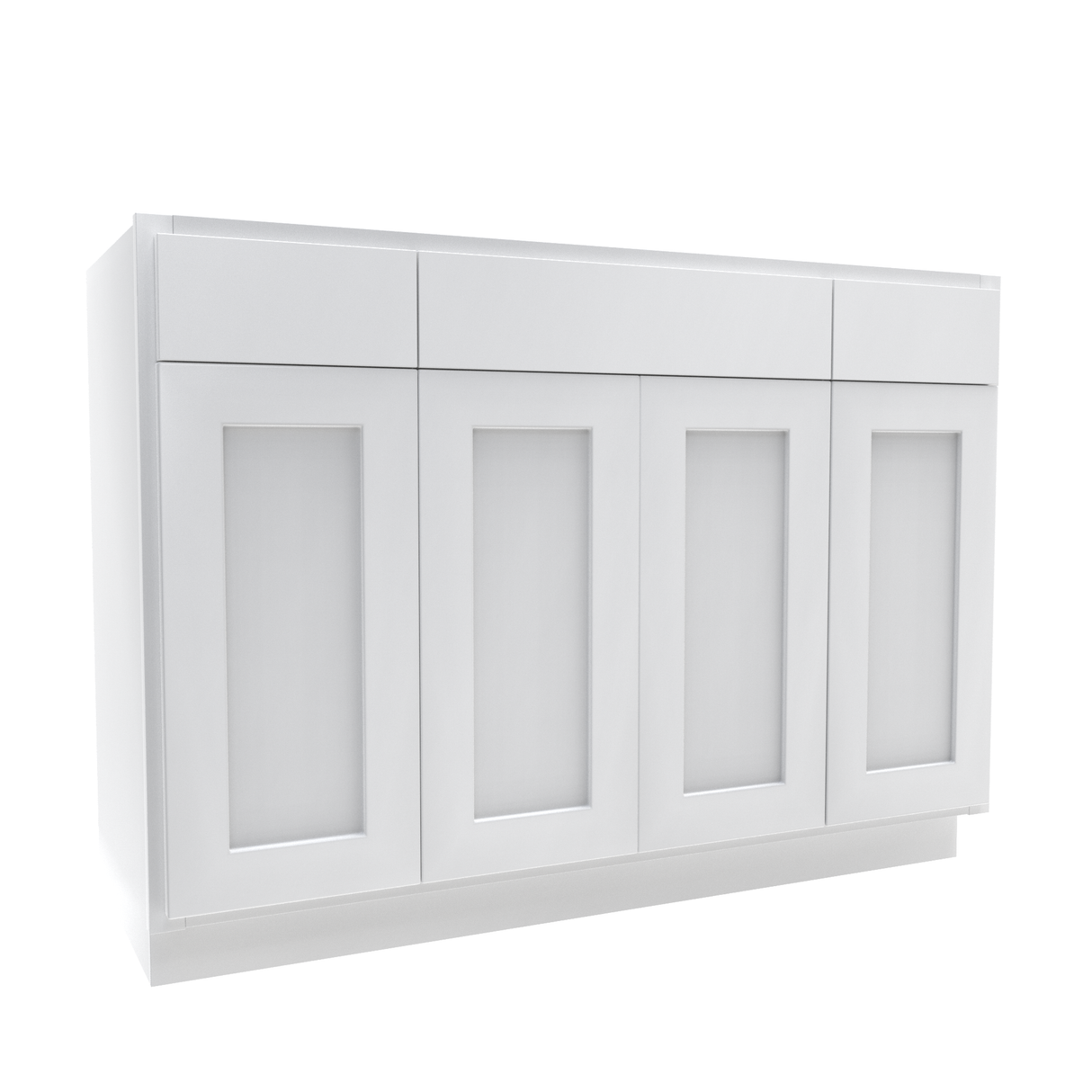 Luxor White - 4 Door Vanity Base Cabinet | 48"W x 34.5"H x 21"D