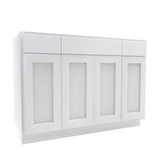 Luxor White - 4 Door Vanity Base Cabinet | 48"W x 34.5"H x 21"D