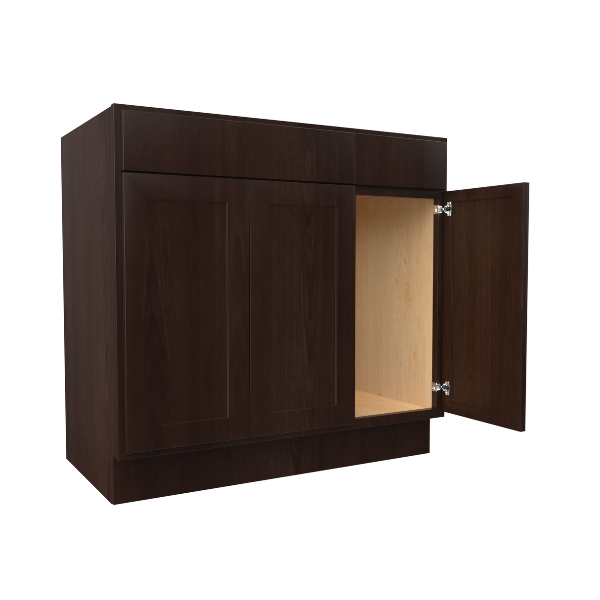 RTA Luxor Espresso - 3 Door Vanity Base Cabinet | 36"W x 34.5"H x 21"D