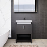 Liyan Freestanding Bathroom Vanity Unit With Acrylic Sink Top, Open Shelf Storage