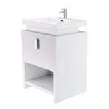 Liyan Freestanding Bathroom Vanity Unit With Acrylic Sink Top, Open Shelf Storage