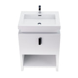 Liyan Freestanding Bathroom Vanity Unit With Acrylic Sink Top, Open Shelf Storage