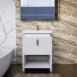 Liyan Freestanding Bathroom Vanity Unit With Acrylic Sink Top, Open Shelf Storage