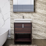 Liyan Freestanding Bathroom Vanity Unit With Acrylic Sink Top, Open Shelf Storage