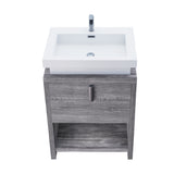 Liyan Freestanding Bathroom Vanity Unit With Acrylic Sink Top, Open Shelf Storage