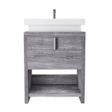 Liyan Freestanding Bathroom Vanity Unit With Acrylic Sink Top, Open Shelf Storage