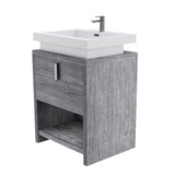 Liyan Freestanding Bathroom Vanity Unit With Acrylic Sink Top, Open Shelf Storage