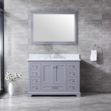 Dukes Dark Grey Freestanding Bathroom Vanity with White Carrara Marble Top, White Square Sink
