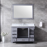 Dukes Dark Grey Freestanding Bathroom Vanity with White Carrara Marble Top, White Square Sink