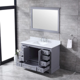 Dukes Dark Grey Freestanding Bathroom Vanity with White Carrara Marble Top, White Square Sink