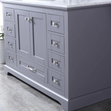 Dukes Dark Grey Freestanding Bathroom Vanity with White Carrara Marble Top, White Square Sink