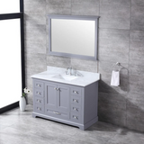 Dukes 48" Dark Grey Single Vanity, White Carrara Marble Top, White Square Sink and no Mirror