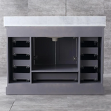Dukes Dark Grey Freestanding Bathroom Vanity with White Carrara Marble Top, White Square Sink