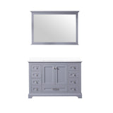 Dukes 48" Espresso Single Vanity, White Quartz Top, White Square Sink and 46" Mirror