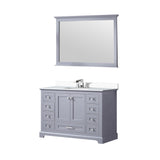 Dukes 48" Espresso Single Vanity, White Quartz Top, White Square Sink and 46" Mirror w/ Faucet