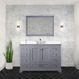 Dukes Dark Grey Freestanding Bathroom Vanity with White Quartz Top, White Square Sink