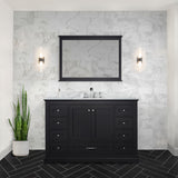 Dukes 48 in. Bathroom Freestanding Bathroom Vanity With Undermount Ceramic Sink with White Carrara Marble Top