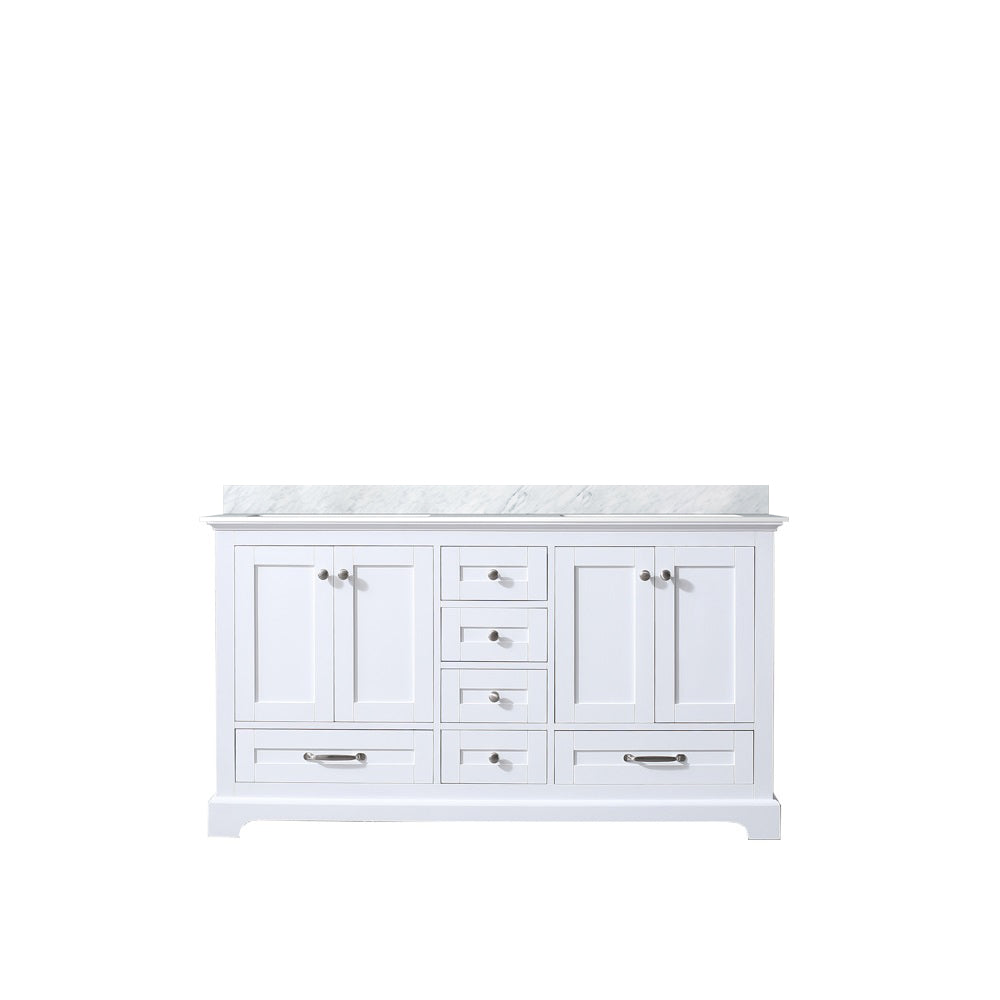 Dukes 60 in. Bathroom Freestanding Bathroom Vanity With Undermount Ceramic Sink with White Carrara Marble Top
