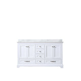 Dukes 60 in. Bathroom Freestanding Bathroom Vanity With Undermount Ceramic Sink with White Carrara Marble Top