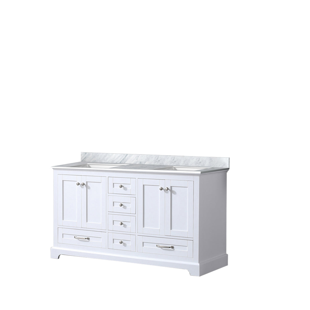 Dukes 60 in. Bathroom Freestanding Bathroom Vanity With Undermount Ceramic Sink with White Carrara Marble Top