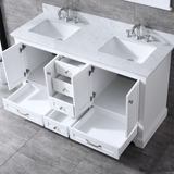 Dukes Freestanding White Bathroom Freestanding Bathroom Vanity With Undermount Ceramic Sink with White Carrara Marble Top