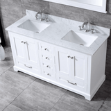 Dukes Freestanding White Bathroom Freestanding Bathroom Vanity With Undermount Ceramic Sink with White Carrara Marble Top