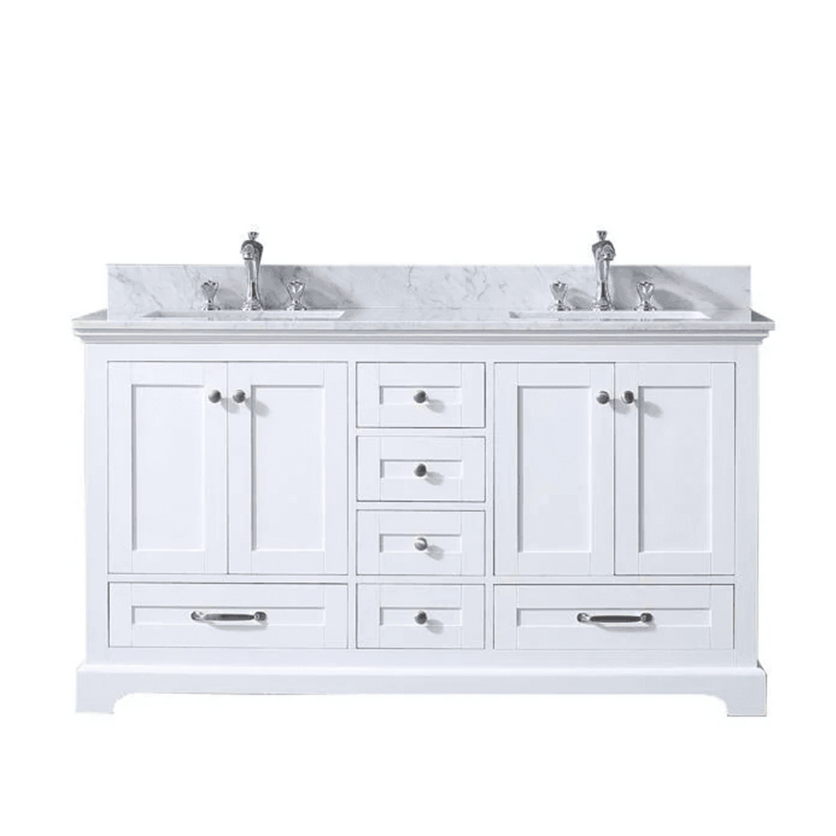 Dukes Freestanding White Bathroom Freestanding Bathroom Vanity With Undermount Ceramic Sink with White Carrara Marble Top