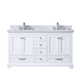 Dukes Freestanding White Bathroom Freestanding Bathroom Vanity With Undermount Ceramic Sink with White Carrara Marble Top