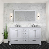 Dukes 60 in. Bathroom Freestanding Bathroom Vanity With Undermount Ceramic Sink with White Carrara Marble Top