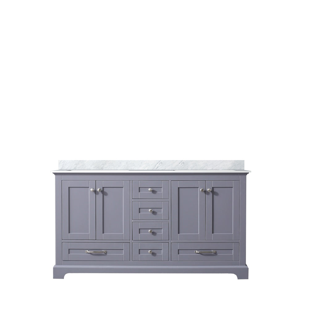 Dukes 60 in. Freestanding Bathroom Vanity with White Carrara Marble Top, White Square Sink