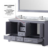 Dukes 60 in. Freestanding Bathroom Vanity with White Carrara Marble Top, White Square Sink
