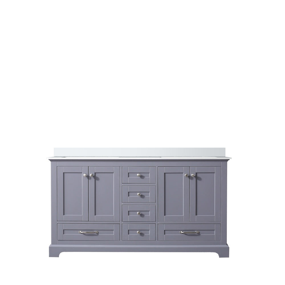 Dukes Dark Grey Freestanding Bathroom Vanity with White Quartz Top, White Square Sink