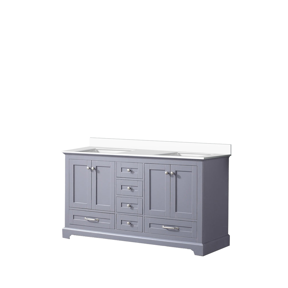 Dukes Dark Grey Freestanding Bathroom Vanity with White Quartz Top, White Square Sink