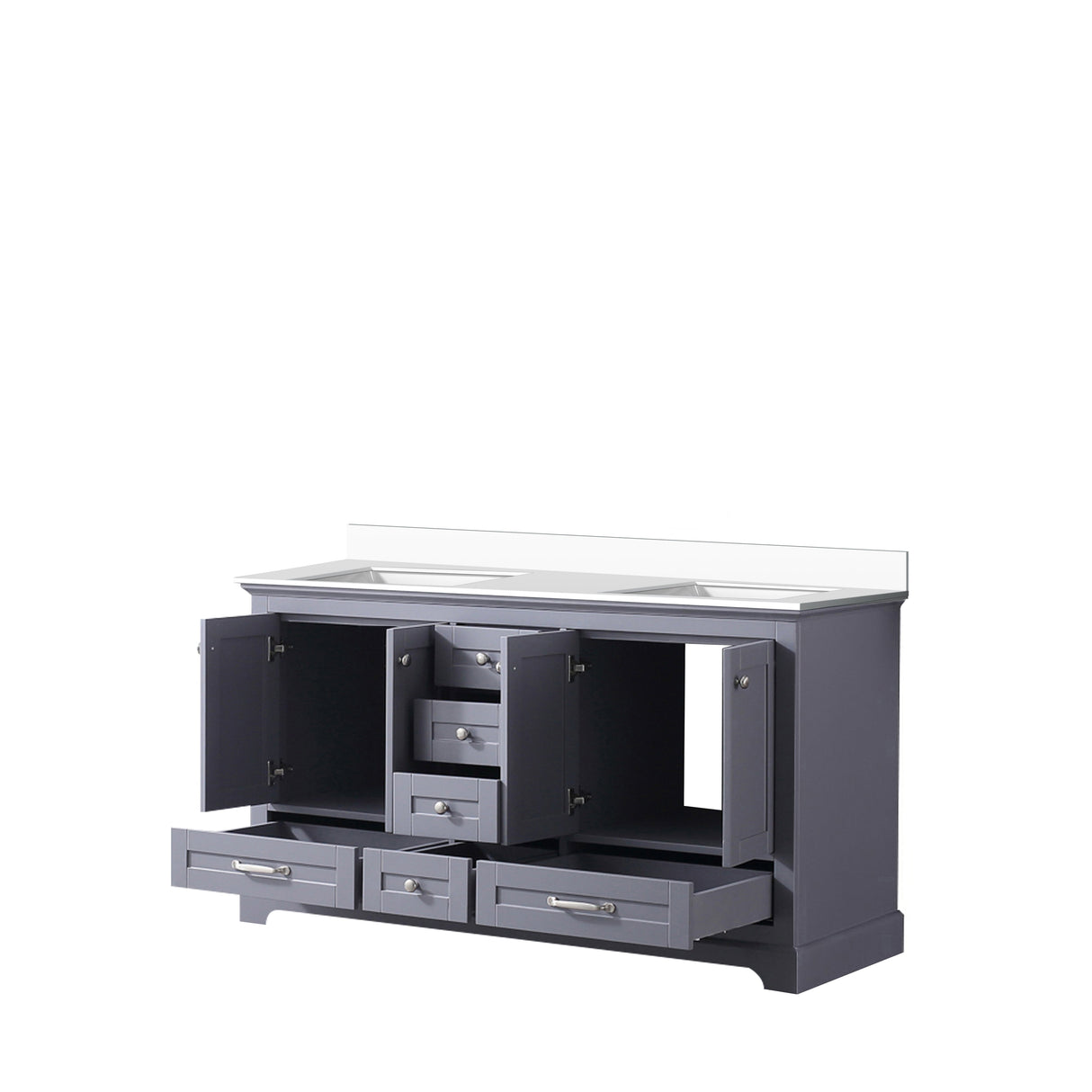 Dukes Dark Grey Freestanding Bathroom Vanity with White Quartz Top, White Square Sink