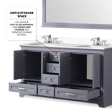 Dukes Dark Grey Freestanding Bathroom Vanity with White Quartz Top, White Square Sink